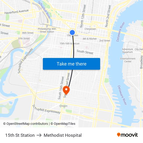 15th St Station to Methodist Hospital map