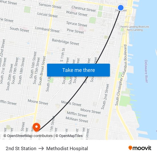 2nd St Station to Methodist Hospital map