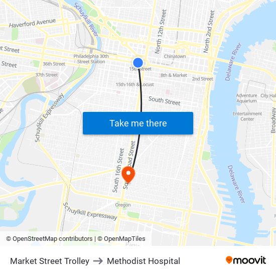 Market Street Trolley to Methodist Hospital map