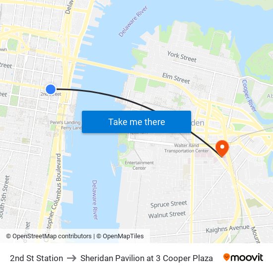 2nd St Station to Sheridan Pavilion at 3 Cooper Plaza map