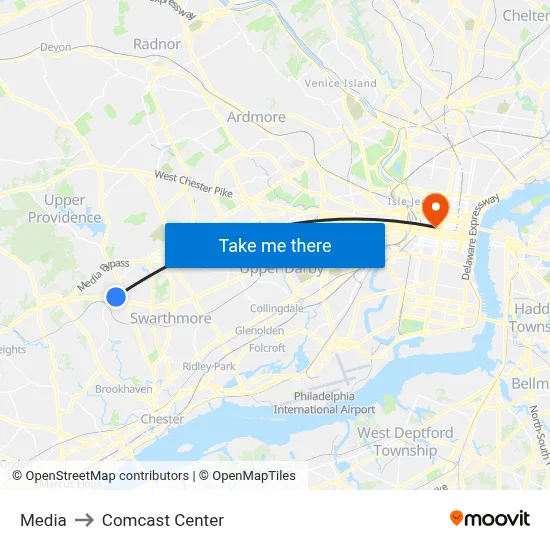 Media to Comcast Center map