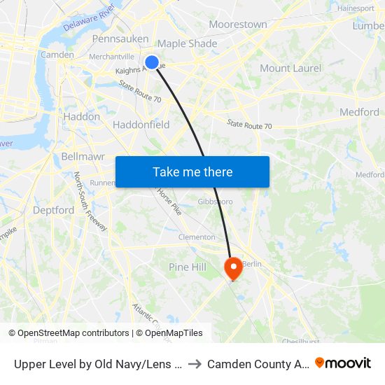 Upper Level by Old Navy/Lens Crafters to Camden County Airport map