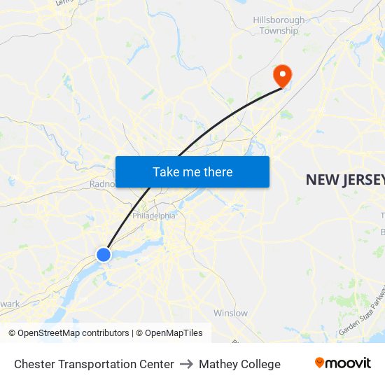 Chester Transportation Center to Mathey College map