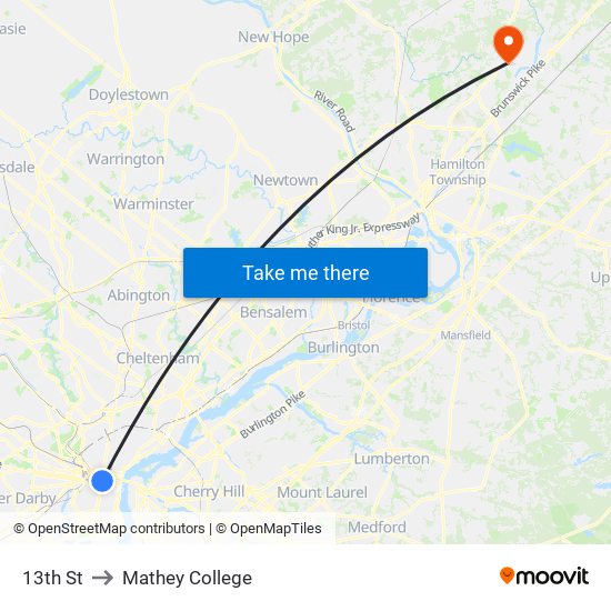 13th St to Mathey College map