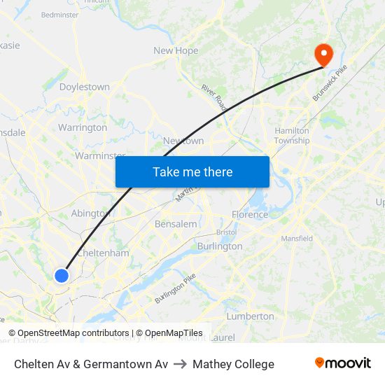 Chelten Av & Germantown Av to Mathey College map