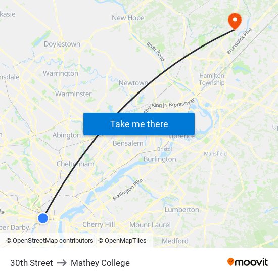 30th Street to Mathey College map