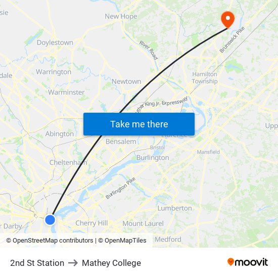 2nd St Station to Mathey College map