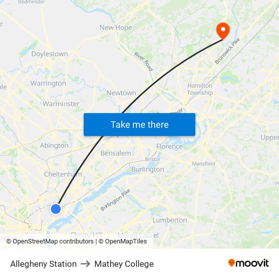 Allegheny Station to Mathey College map