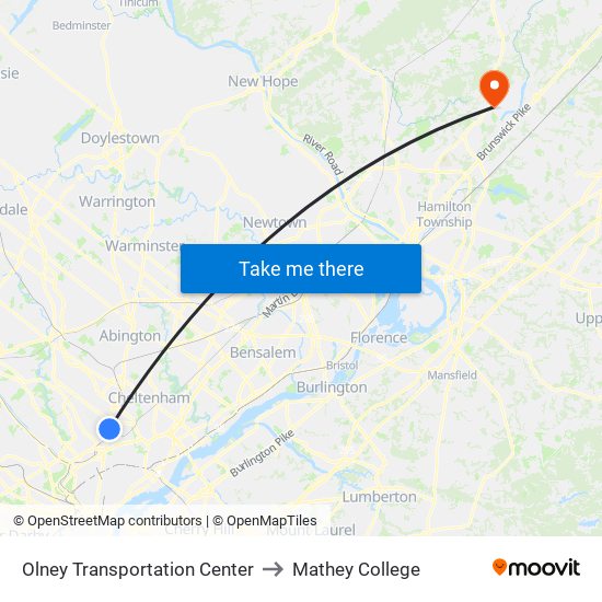 Olney Transportation Center to Mathey College map