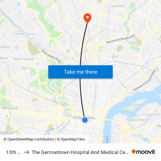 13th St to The Germantown Hospital And Medical Center map