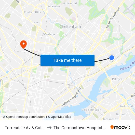 Torresdale Av & Cottman Av Loop to The Germantown Hospital And Medical Center map
