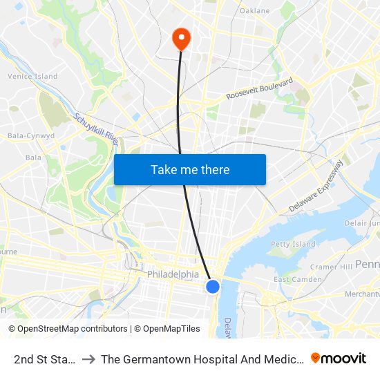 2nd St Station to The Germantown Hospital And Medical Center map