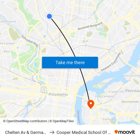 Chelten Av & Germantown Av - FS to Cooper Medical School Of Rowan University map