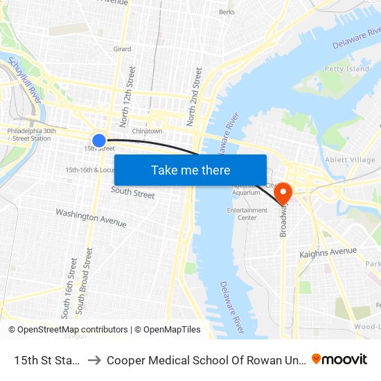 15th St Station to Cooper Medical School Of Rowan University map