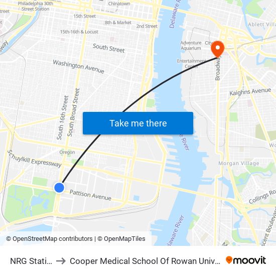 NRG Station to Cooper Medical School Of Rowan University map