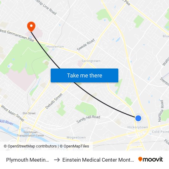 Plymouth Meeting Mall to Einstein Medical Center Montgomery map