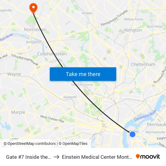 Gate #7 Inside the Wrtc to Einstein Medical Center Montgomery map