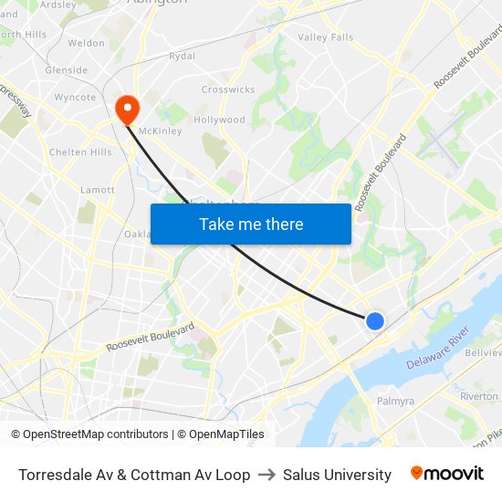 Torresdale Av & Cottman Av Loop to Salus University map