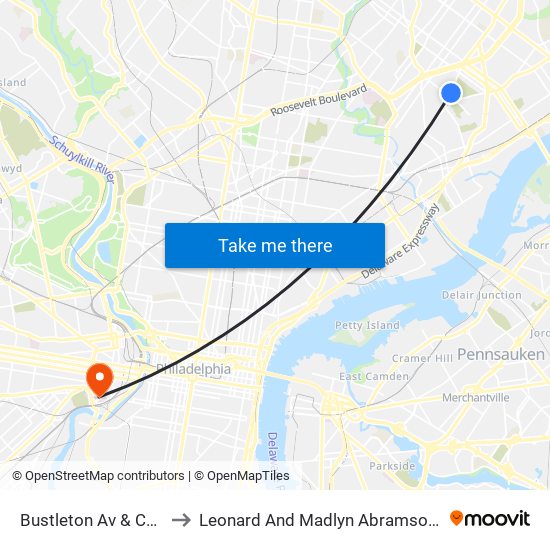 Bustleton Av & Cheltenham Av - Fs to Leonard And Madlyn Abramson Pediatric Research Center map