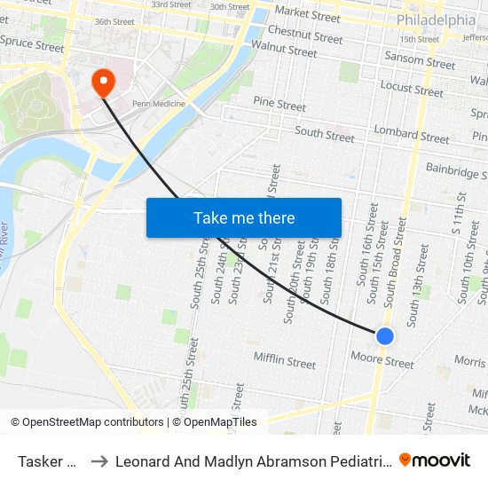 Tasker Morris to Leonard And Madlyn Abramson Pediatric Research Center map