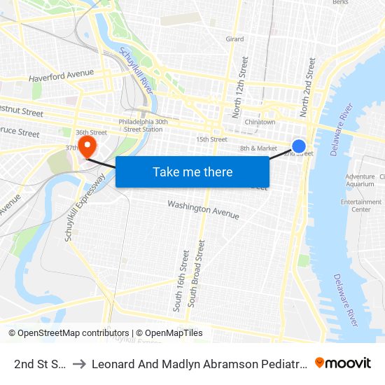 2nd St Station to Leonard And Madlyn Abramson Pediatric Research Center map