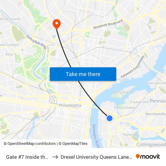 Gate #7 Inside the Wrtc to Drexel University Queens Lane Campus map