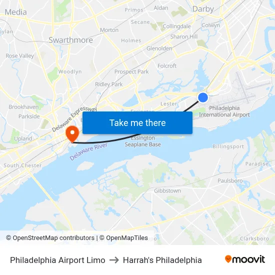 Philadelphia Airport Limo to Harrah's Philadelphia map