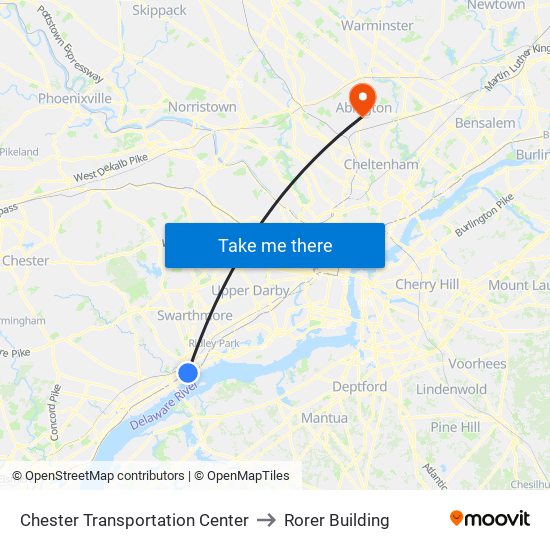 Chester Transportation Center to Rorer Building map