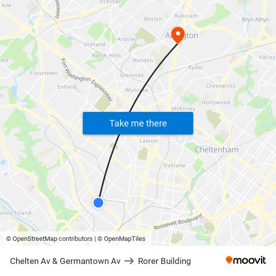 Chelten Av & Germantown Av to Rorer Building map