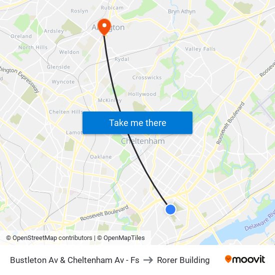 Bustleton Av & Cheltenham Av - Fs to Rorer Building map