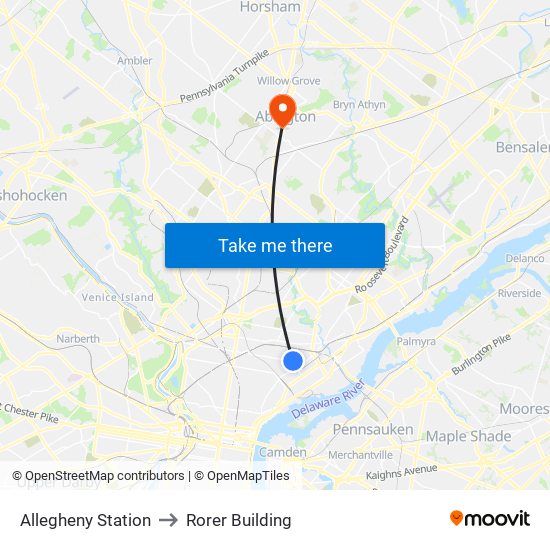 Allegheny Station to Rorer Building map