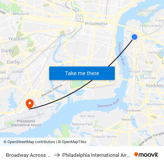 Broadway Across From Wrtc to Philadelphia International Airport Terminal E map