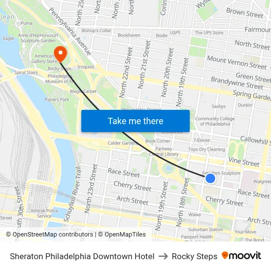 Sheraton Philadelphia Downtown Hotel to Rocky Steps map