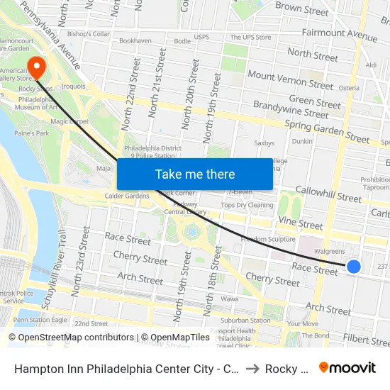 Hampton Inn Philadelphia Center City - Convention Center to Rocky Steps map