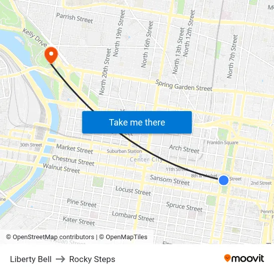 Liberty Bell to Rocky Steps map