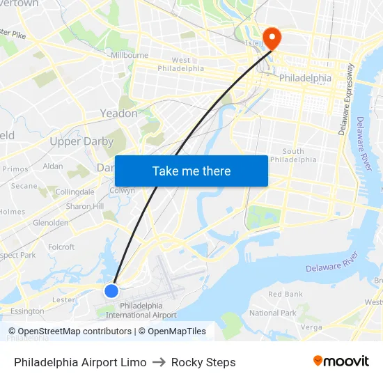 Philadelphia Airport Limo to Rocky Steps map
