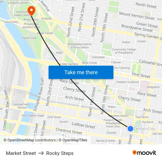Market Street to Rocky Steps map
