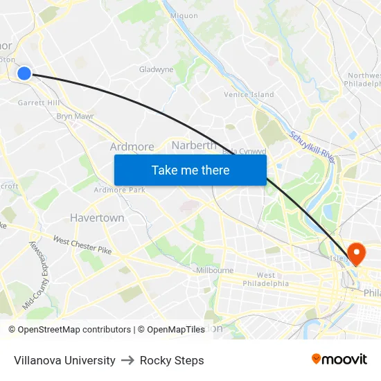 Villanova University, 299 N Spring Mill Rd to Rocky Steps map