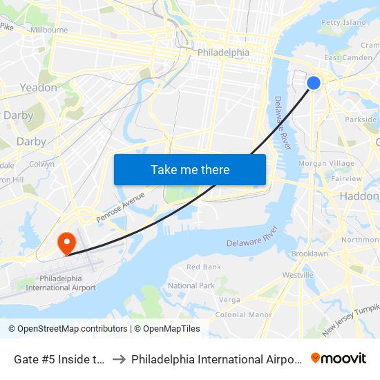 Gate #5 Inside the Wrtc to Philadelphia International Airport Terminal D map