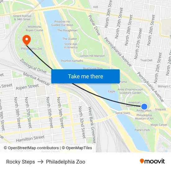 Rocky Steps to Philadelphia Zoo map