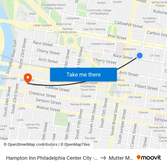 Hampton Inn Philadelphia Center City - Convention Center to Mutter Museum map