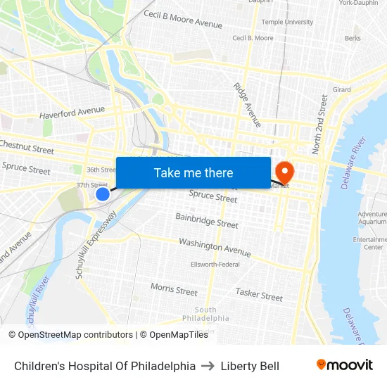 Children's Hospital Of Philadelphia to Liberty Bell map