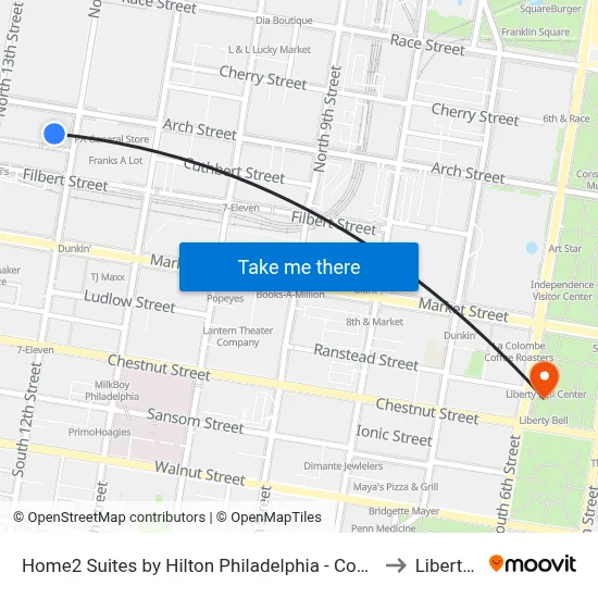Home2 Suites by Hilton Philadelphia - Convention Center, Pa to Liberty Bell map
