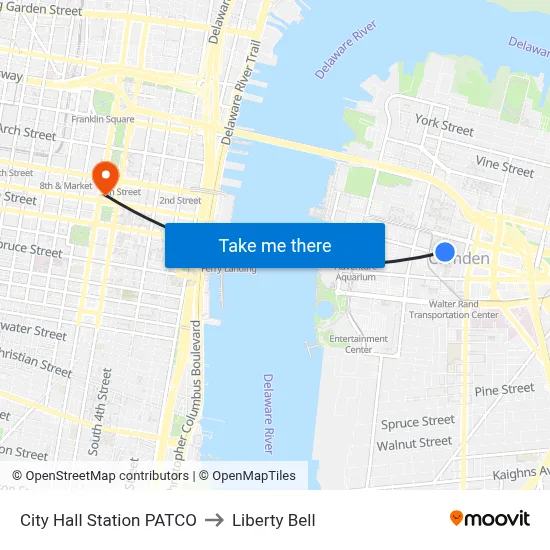 City Hall Station PATCO to Liberty Bell map