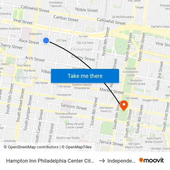 Hampton Inn Philadelphia Center City - Convention Center to Independence Hall map