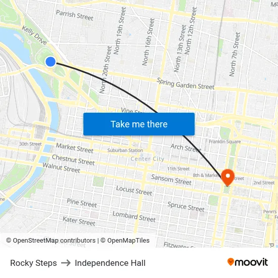 Rocky Steps to Independence Hall map