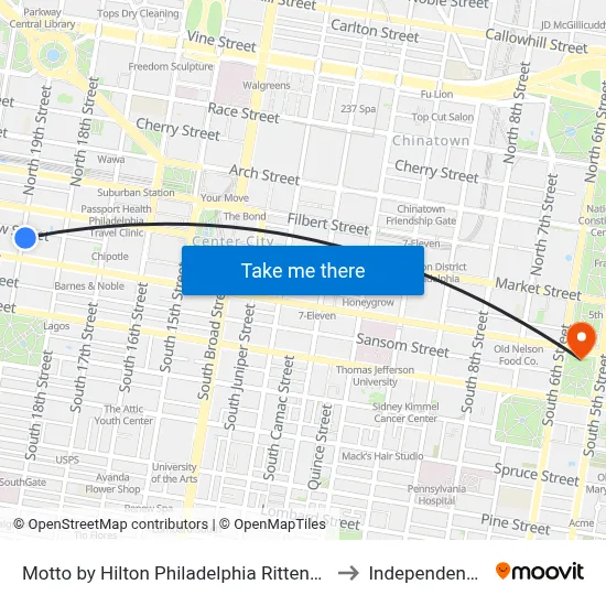 Motto by Hilton Philadelphia Rittenhouse Square to Independence Hall map