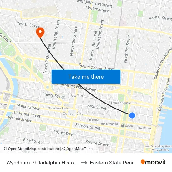 Wyndham Philadelphia Historic District to Eastern State Penitentiary map