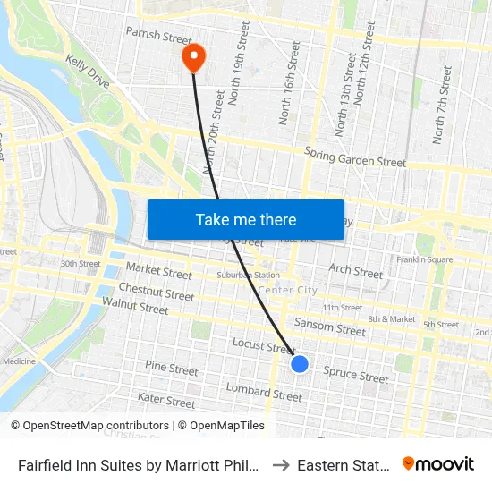 Fairfield Inn Suites by Marriott Philadelphia Downtown Center City to Eastern State Penitentiary map