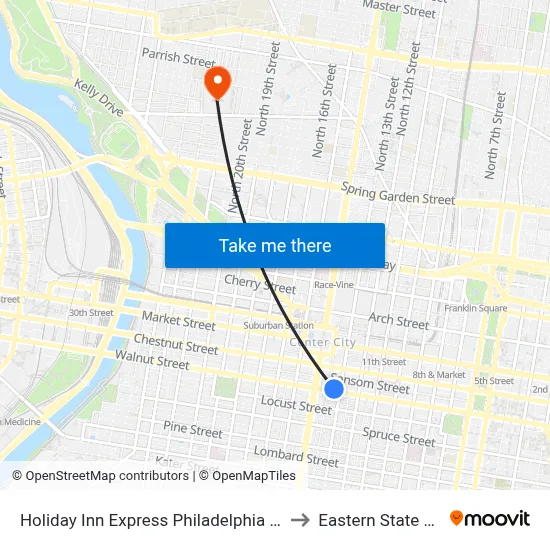 Holiday Inn Express Philadelphia Midtown an IHG Hotel to Eastern State Penitentiary map